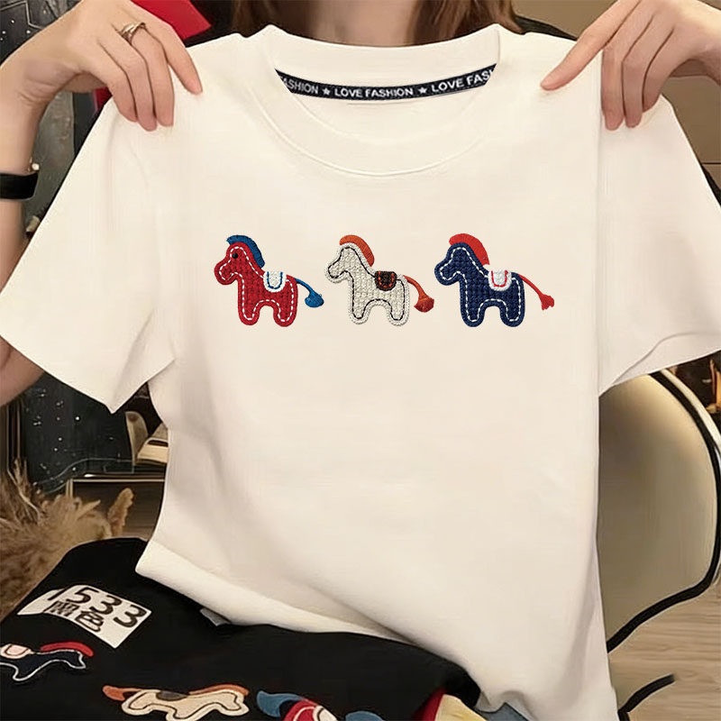 夏季新款男女童纯棉短袖T恤儿童宽松上衣中大童透气百搭打底衫