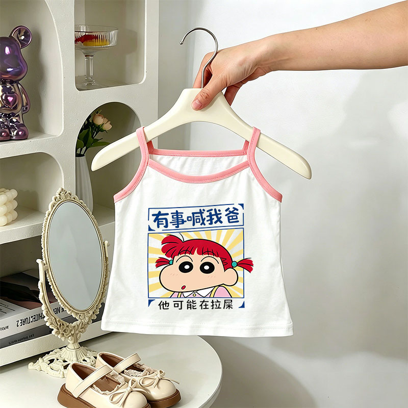 可爱女童吊带背心夏季款儿童无袖纯棉T恤小童女孩宝宝薄款打底衫