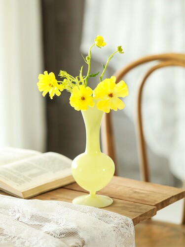 花时间《挑落》日式手工轻薄玻璃花瓶小清新办公桌摆件鲜花水培花