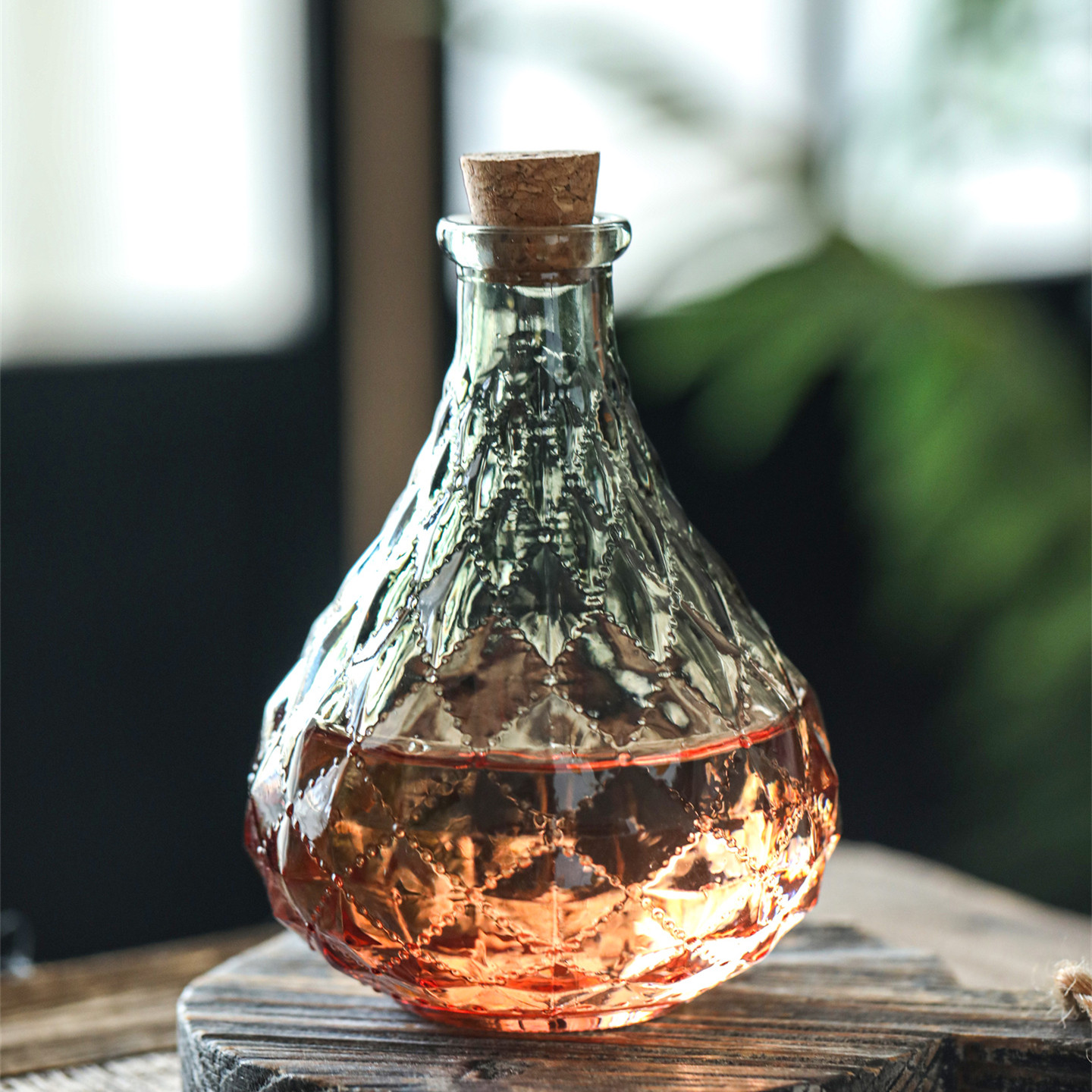 复古木塞玻璃酱汁瓶家用调味罐