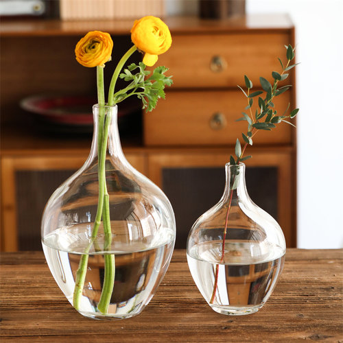北欧透明桌面吊钟玻璃花瓶插花