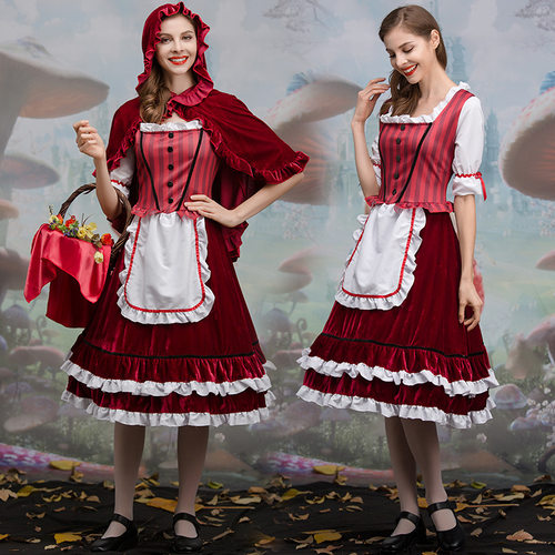 2022新款小红帽演出服欧美哥特式万圣节cosplay服装六一角色扮演