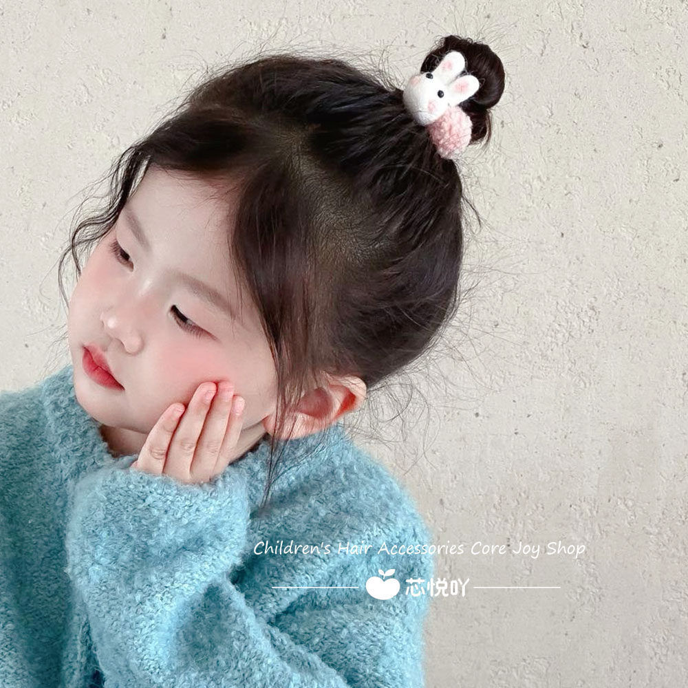 冬季可爱毛绒卡通发绳儿童发饰高颜值发圈韩风动物造型丸子头皮筋