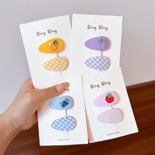 儿童可爱女宝宝夏日布艺碎发夹百搭不伤发小发卡格子刘海夹发饰