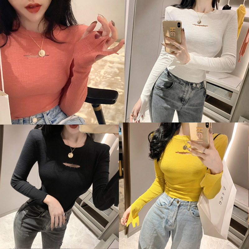 Real price! Slim fit stretch slim T-shirt women's top 967