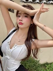 實拍實價！純欲小心機短袖修身上衣短款顯瘦打底衫鎖骨T恤女