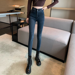 Real price high waist and thick jeans, slim and versatile, tight and pencil trousers
