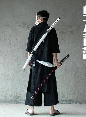 单刀可背竹木刀剑挂腰带拔刀剑武术剑套带鞘舞台表演布袋成人儿童