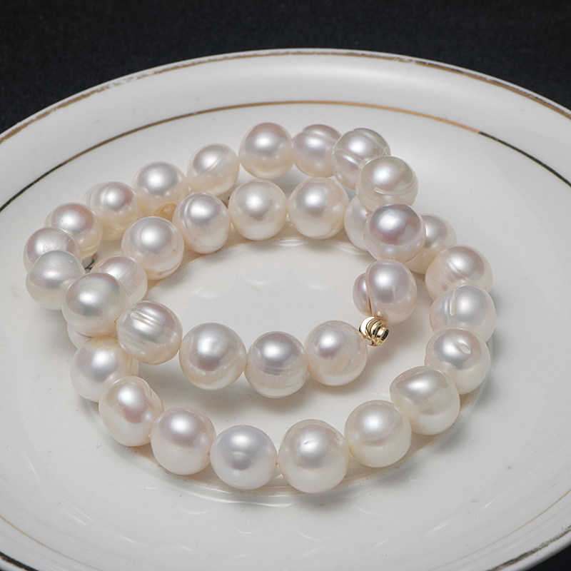 11-12mm超大珍珠手链女经典气质天然淡水珍珠近圆手串送妈妈女友