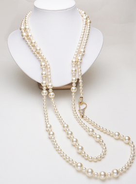 160cm长款贝壳珍珠项链女多层