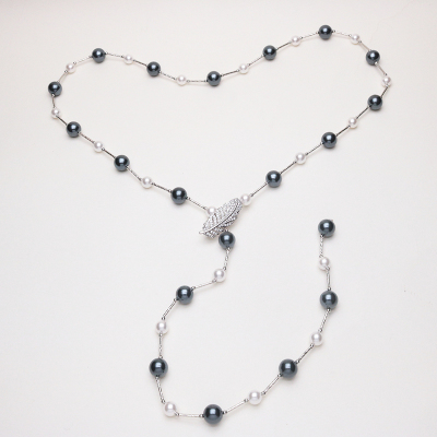 灰贝壳珍珠腰链女细腰带装饰