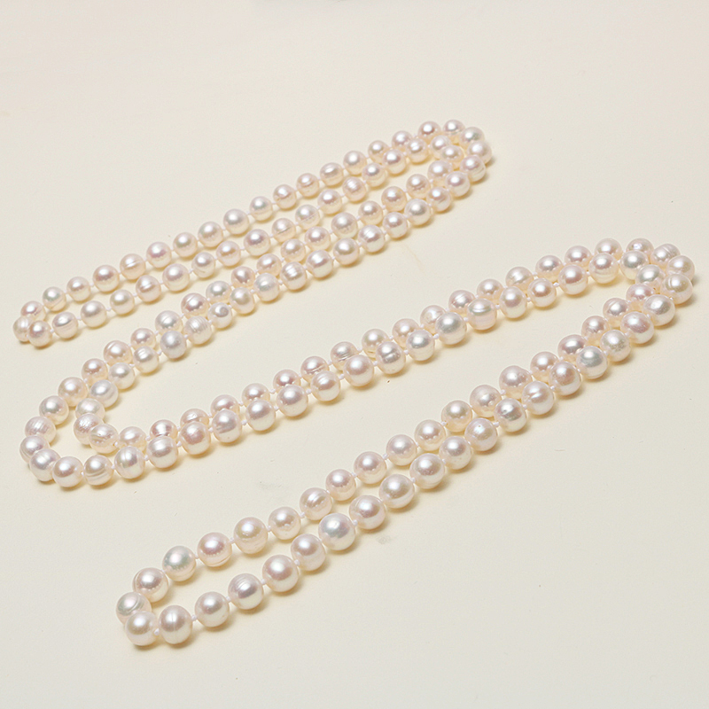 正品天然淡水真珍珠秋冬毛衣链女时尚宫廷气质长款项链多圈送女友