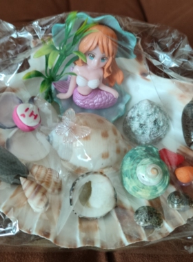 北海天然海螺贝壳工艺品卡通美人鱼创意摆件旅游纪念品