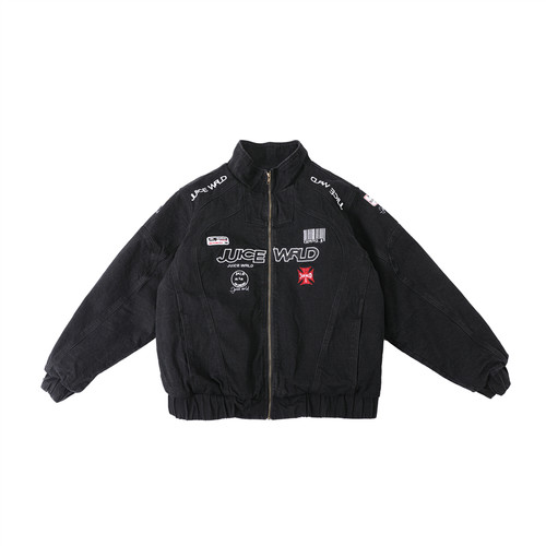 Juice WRLD新款刺绣水洗赛车工装水洗做旧外套夹克