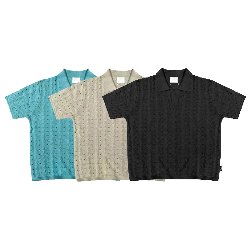 Juice Wrld SS24纯色镂空设计短袖针织衫男女同款