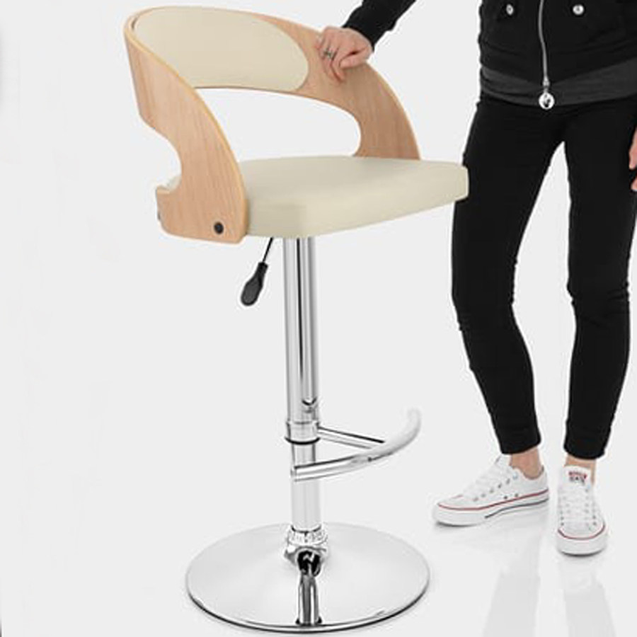 幽得梦时尚创意酒吧凳升降椅旋转酒吧椅时尚皮靠背实木高脚凳子