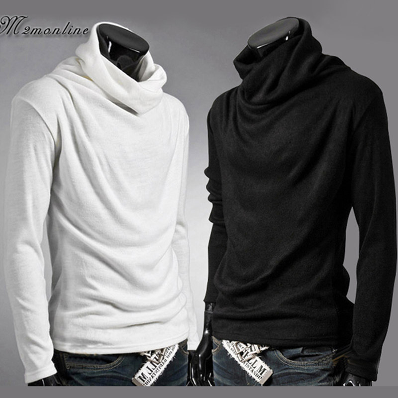 秋冬黑色个性长袖t恤高领加绒加厚打底衫男士堆堆领潮发型师衣服在类目 男装, T恤中 - 来自Buy2taobao.com提供专业的淘宝代购服务