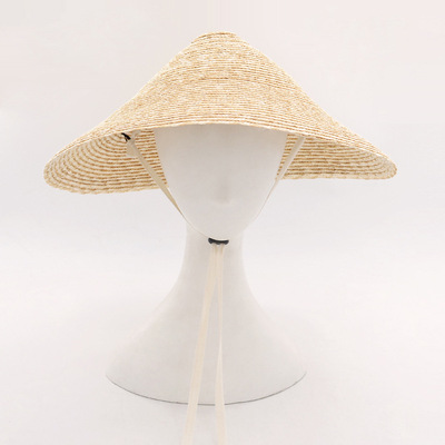 夏季麦秆草斗笠型草帽时尚斗笠帽舞台走秀草帽造型帽户外旅游草帽