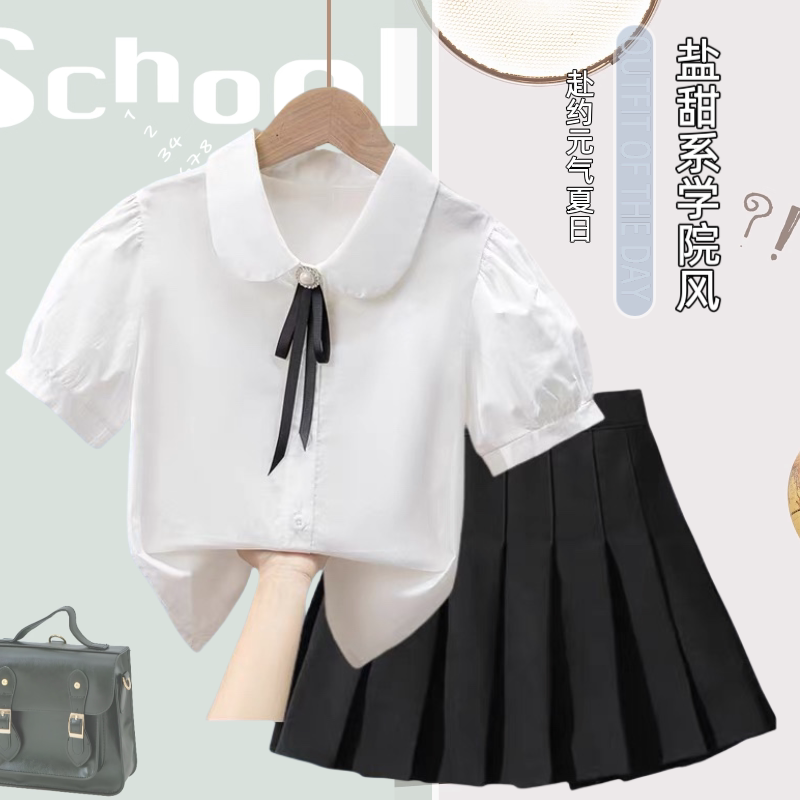 女童学院风衬衫套装jk制服两件套