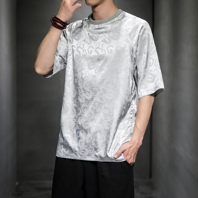 2023夏季新款圆领男款防龙纹提花T恤D651P45,男装T恤,星座312B-2