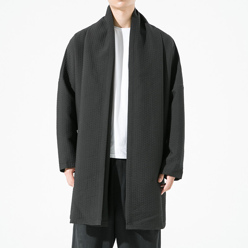 2023秋冬新款风加厚夹棉提花无扣开衫外套汉服风衣D802P135,男装风衣,星座312B-2