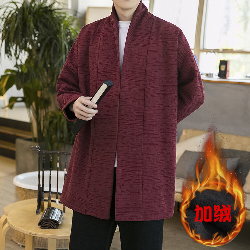 2023秋冬新款风汉服开衫加绒加厚披风外套D582P100,男装风衣,星座312B-2