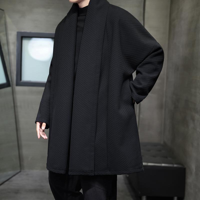 2025冬季风开衫低调立体斜纹长袖披风男外套呢大衣D909P135,男装毛呢大衣,星座312B-2