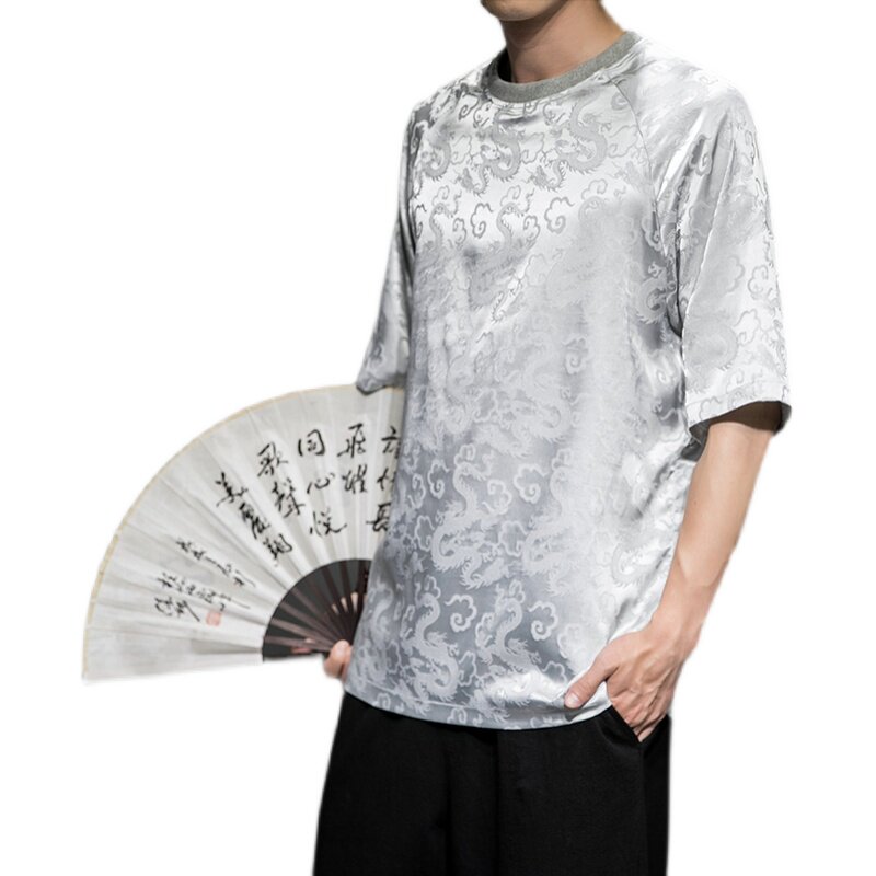 2023夏季新款圆领男款防龙纹提花T恤D651P45,男装T恤,星座312B-2