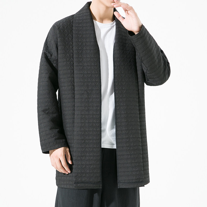 2023秋冬新款风汉服开衫夹棉提花男风衣男士披风外套D804P100,男装风衣,星座312B-2