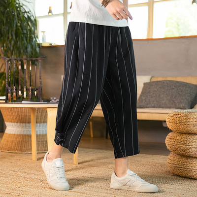 2022夏季新款休闲中国棉麻7分裤