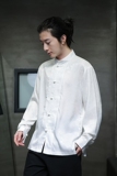 新中式立领盘扣长袖衬衫男唐装春秋季潮外套中风宽松D914P70，男装民族服装，星座312B-2