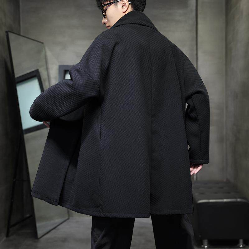 2025冬季风开衫低调立体斜纹长袖披风男外套呢大衣D909P135,男装毛呢大衣,星座312B-2