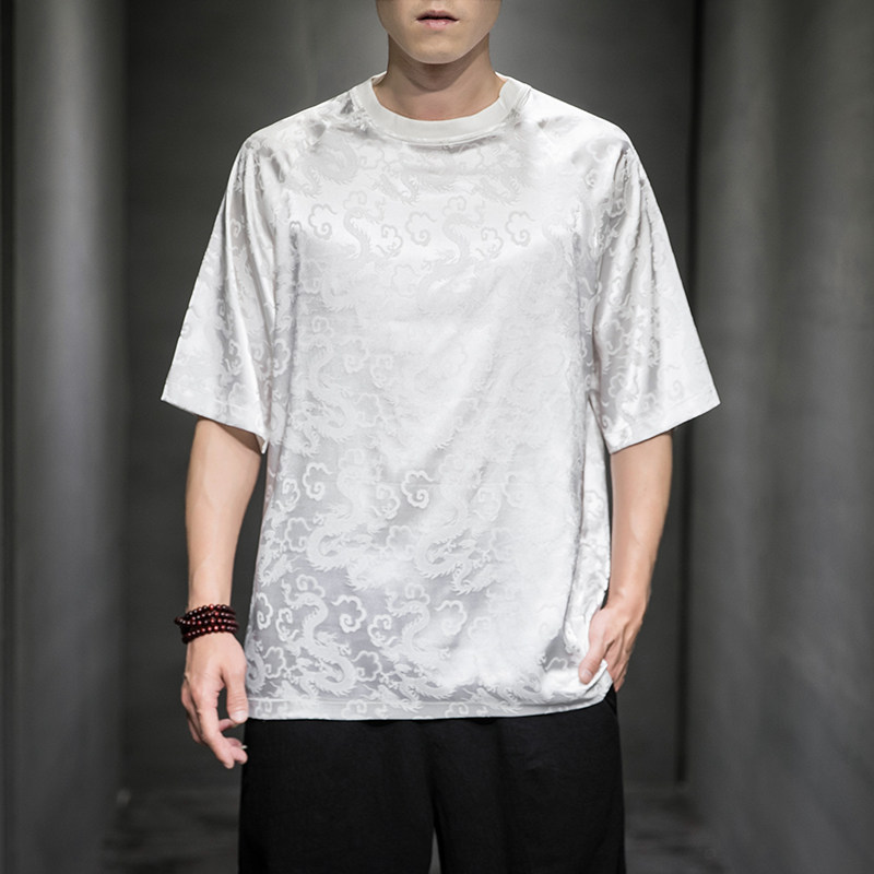 2023夏季新款圆领男款防龙纹提花T恤D651P45,男装T恤,星座312B-2