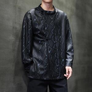 2025春季新中式新品男款蛇纹装盘扣外套D947P85图片