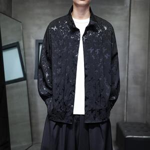 新中式男装风蝴蝶提花立领上衣春新款衬衣改良汉服D101P75图片