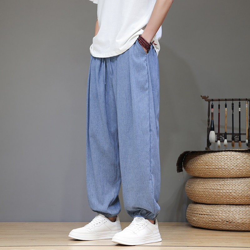 春季棉麻休闲裤男长裤子风复古加肥大码宽松束脚裤潮D922P70,男装休闲裤,星座312B-2