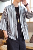 21春季新款风条纹七分袖男士开衫D553P60，男装夹克，星座312B-2