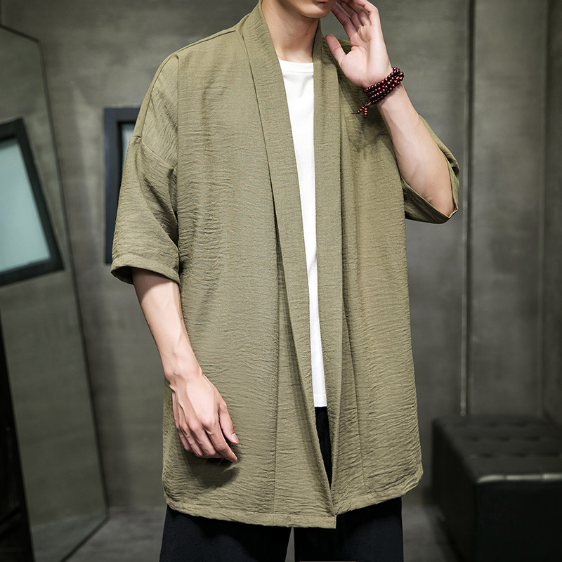 短袖外套男夏季中长款汉服披风风薄款防晒服宽松道袍D854P65,男装民族服装,星座312B-2