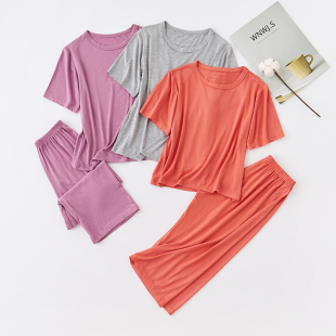 男童女童家居服套装宽松宝宝两件套薄款空调服中袖儿童莫代尔睡衣