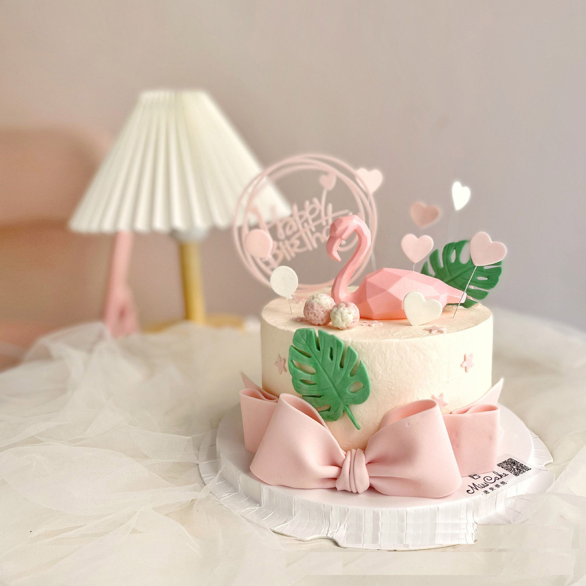 情人节唯美ins粉色几何火烈鸟蛋糕装饰摆件520七夕情侣金银色天鹅