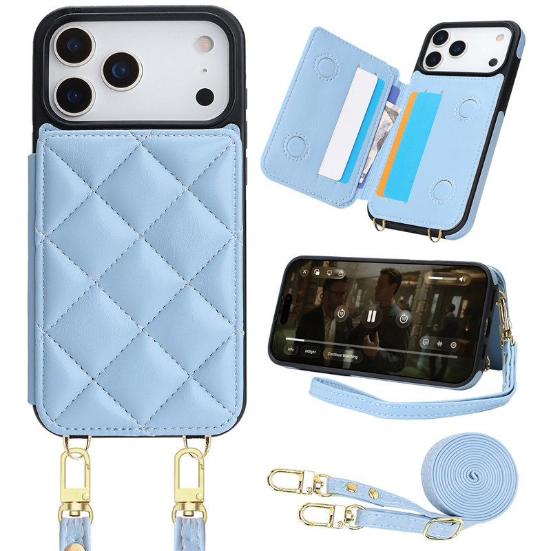 卡包一体适用苹果18pro手机壳带斜挎挂绳iPhone17air零钱包16promax可插卡15plus收纳14可背13放卡12女士卡套