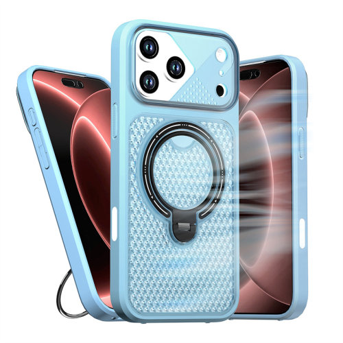 散热透气磁吸带支架适用iPhone18promax手机壳旋转支点苹果17pro防摔16e透明15plus冰感14新品13夏季pm防摔套