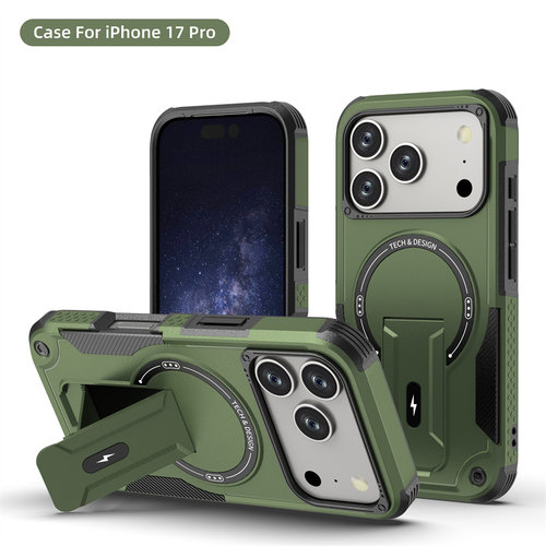 磁吸带支架一体适用苹果17promax手机壳新款Air隐形支撑架iPhone16e支点15plus加厚14全包13军工防摔12保护套