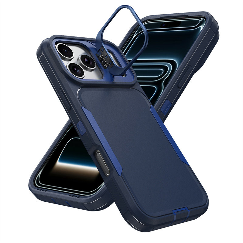 撞色镜头支架一体适用苹果17promax手机壳隐形支点iPhone16e加厚15plus高出屏幕14pm防摔i13带防尘塞12保护套