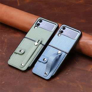 腕带支架适用三星zflip4手机壳新款Galaxy Z Flip6折叠屏w23flip保护套zFlip2防摔Flip1代插卡卡包收纳包男女