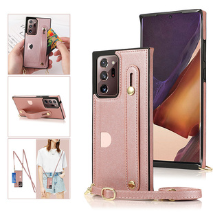适用三星note20ultra手机套s24Ultar手机壳带挂绳s23Ultar腕带S21FE保护壳S10十全包s9+防摔支架插卡斜跨可背