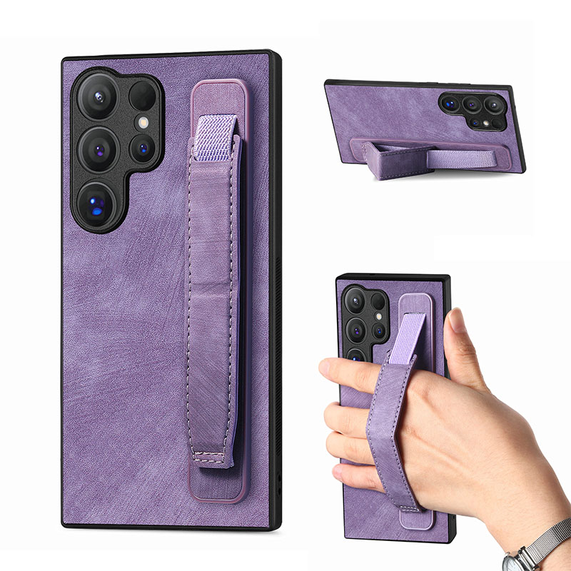 立式腕带适用三星Galaxy S24ultra手机壳支架S23+全包21fe保护壳A71F肤感A25男A55简约A34硅胶note20防摔套女