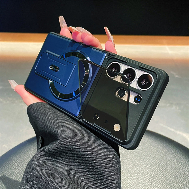创意护镜摄像头盖适用三星s26ultra手机壳磁吸s25fe折叠支架一体s24uitra镜头膜s26u高级A57全包防摔36保护套