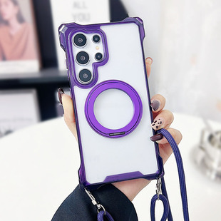 磁吸旋转支架适用三星s25ultra手机壳带挂绳s24+斜挎可背s23fe肩带s22U指环A16透明55a54新款A35防摔5G保护套