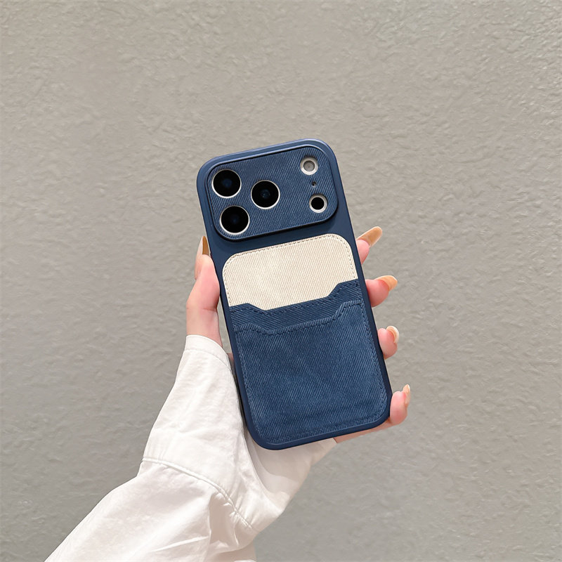 牛仔纹卡包适用苹果17pro手机壳可插卡iPhone16promax带卡槽15pm卡套一体14门禁卡i13高级女12全包新款男外壳图片